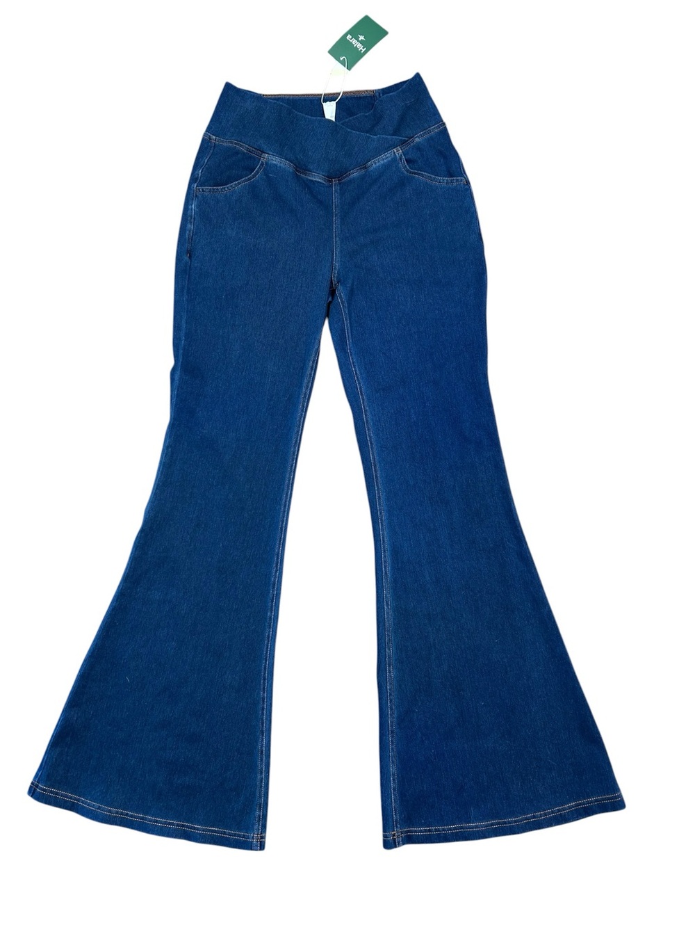 NWT Halara Flex high Waisted Crossover Pocket Washed flare Jeans size medium - Picture 3 of 10